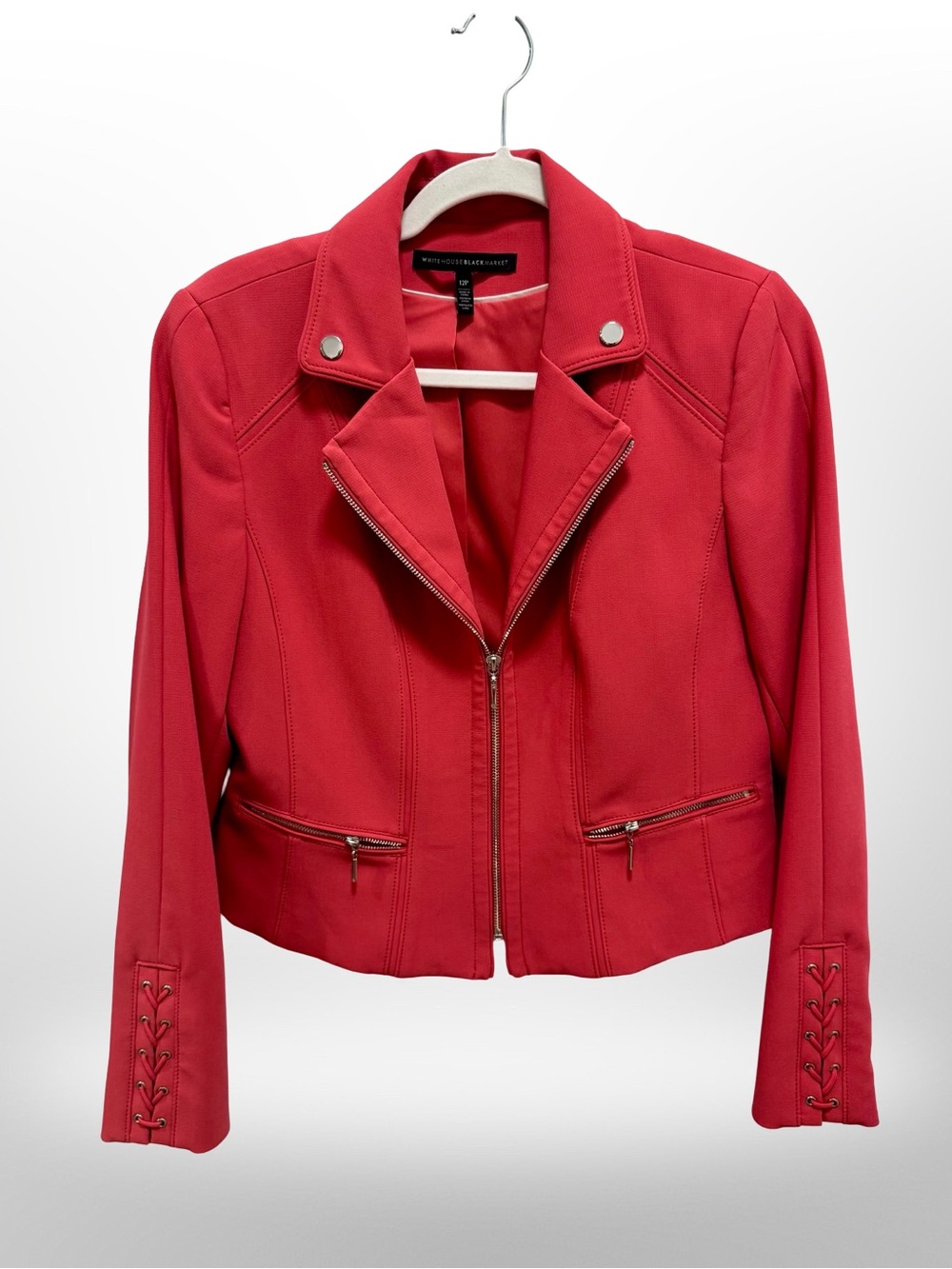 White House Black Market Red Moto-Style Jacket